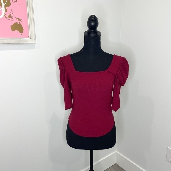 We The Free Red Night Lily Womens Ribbed Square Neck Cropped - Picture 3 of 8